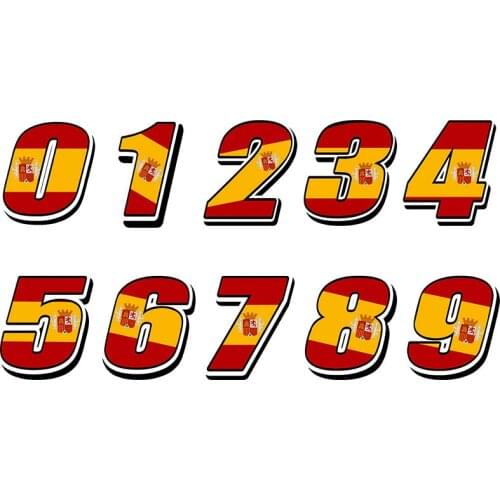 Hot Creative DIY 3D Spanish Flagl Car Styling Racing Number Motocross Auto Stickers Waterproof Bumper Motorcycle Helmet Decals