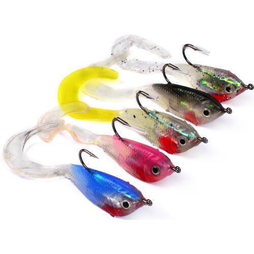 HiUmi 1Pc 5Colors 5.1cm 5g Iscas Soft Baits Fishing Lure Soft Artificial Trout Crankbait With 1 Hook Leurre Souple Silicone