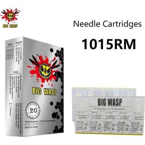 BIGWASP 1015RM Tattoo Needle Cartridges #10 Bugpin (0.30mm) 15 Curved Magnum 15RM for Cartridge Tattoo Machines & Grips 20Pcs