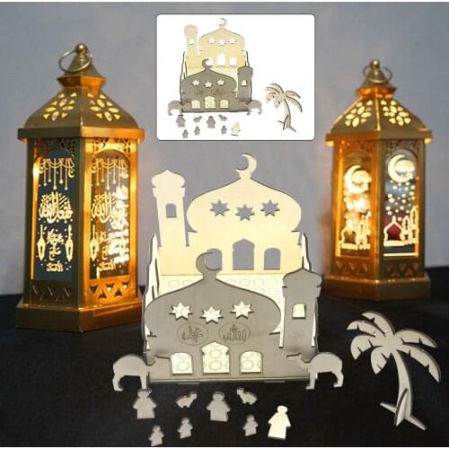 Islam Eid Tray Ramadan Wooden Biscuit Pastry Plate Storage Organizer Desktop