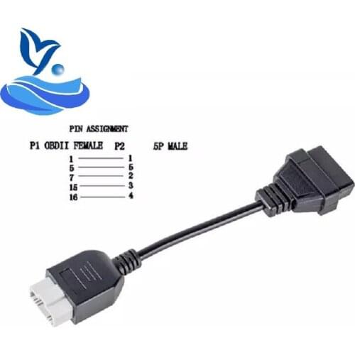 New OBD Adapter 5Pin OBD1 to OBD2 16Pin Female Diagnostic Connector 5 Pin OBD II Extension Cable