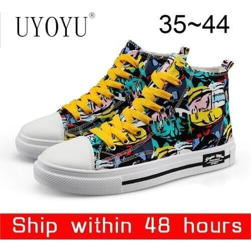 Couple High Top Women 2020 Printed Canvas All Vulcanize Shoes Woman Graffiti Casual Skateboarding Shoes Classic Brand Sneakers