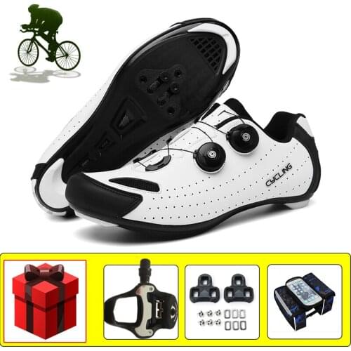 Road Bike Sneakers Breathable Self-locking Zapatos Ciclismo Wear-resistant Bicycle Riding Shoes Add Pedals Outdoor Road Footwear
