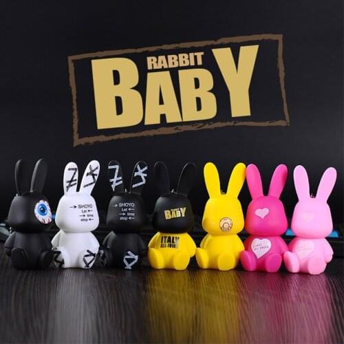 Fashion Anime Animal Bunny Models Keychain Rabbit Baby Figures Car Bag Ornaments Bell Key Rings Pendant Jewelry for Girl Women
