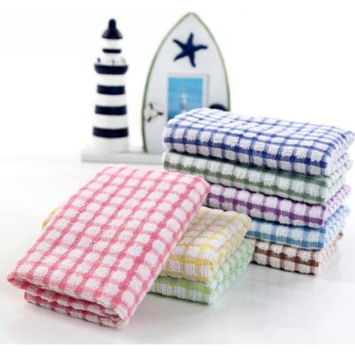Soft Plaid Absorbent Kitchen Table Dishcloth Cotton Cleaning Cotton Tea Towel