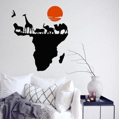 Wall Decal Vinyl Sticker Wild Nature Animal World Map of Africa Continents Home Decor Office Childrens Room Travel Mural WL774