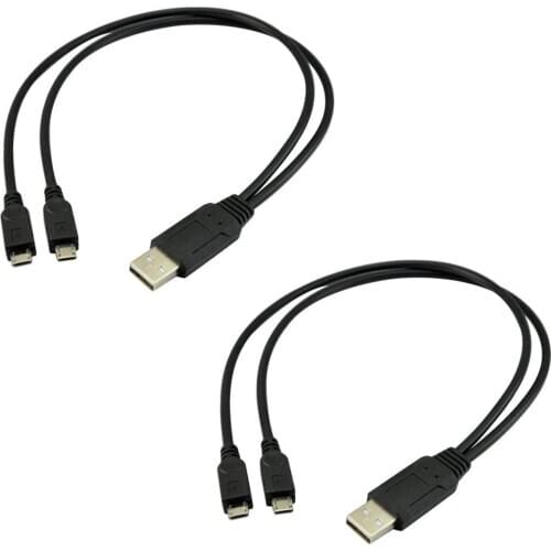 NUOLIANXIN Dual Micro USB Splitter Charge Cable Power up to Two Micro USB Devices at Once from a Single USB Port (2pack)