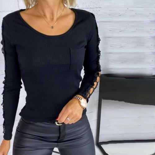 2021 Autumn and Winter New Hot Sale Womens Solid Color Lace Long-Sleeved Sweater Sweater Fashion