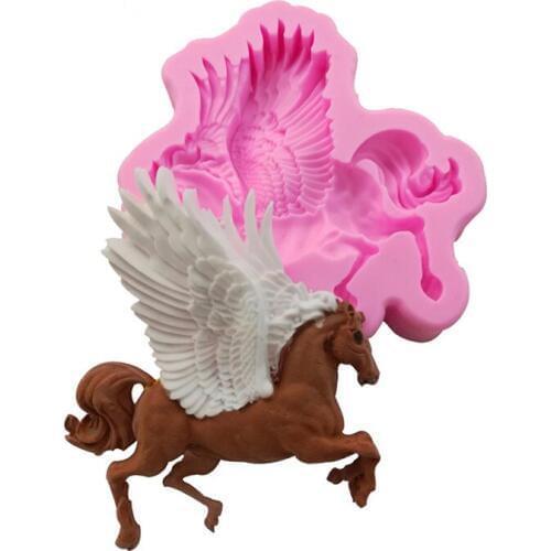 Pegasus Shape Fondant Cake Silicon Molds Horse Chocolate Mold Cookie Cupcake Mould DIY Baking Kitchen Wedding Decoration Tools