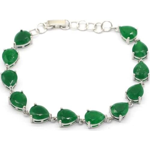 25x10mm Multi Color Created 14.4g Tourmaline Peridot Aquamarine CZ Womans Party Silver Bracelet 7.5-8.5inch