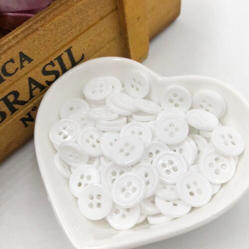 100 pcs 11MM White Color 4 Holes Flatback Plastic Buttons Shirt Buttons Apparel Sewing Accessories PH247