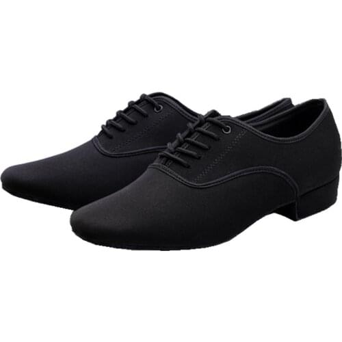 Plus Size Low Heel Tango Ballroom Dance Shoes Mens Latin Ballroom Dance Shoes Professional Black Canvas Latin Salsa Shoes