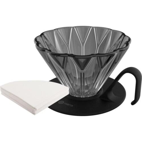 Rhombus Filiter Cup 3.3MM Thick Glass PC Handle Bottom Drop Tea Coffee Cup 12 Ridge Design Coffee Extraction Tool For Filiter