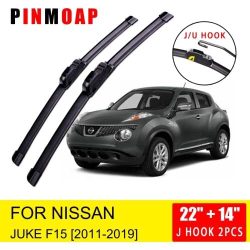 For Nissan JUKE F15 2011 2012 2013 2014 2015 2016 2017 2018 2019 Front Wiper Blades Brushes Cutter U J Hook