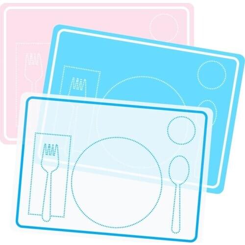 30cm Blue Pink Silicone Placemat for Kids Montessori Early Educational Materials Table Manners Preschool Child Education