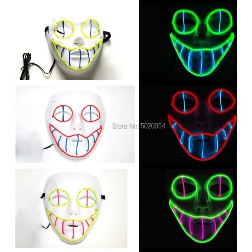 Scary Theme Party Cosplay Costumes Glowing Cool Light Up Luminous Masks LED EL Party Mask for Christmas Halloween Masquerade