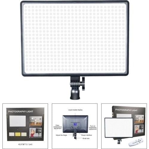 LED Video Light, Portable Camera Photo Light Panel Dimmable for DSLR Camera Camcorder, High Brightness 3000K-6000K EU Plug