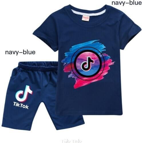 Tik Tok Summer Children New Short-sleeved Shorts 2pcs Suit Girl Fashion Cotton T-shirt Boy Casual Pants Kids Cute Clothing