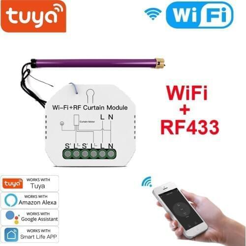Tuya WiFi Curtain Switch Module With RF433 for Roller Shutter Blind Motor Smart Home Google Home Amazon Alexa Voice Control