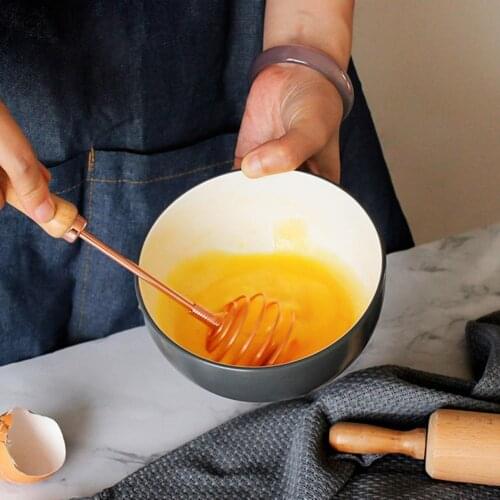 Egg Beater Long Handle Self Turning Egg Whisk Effective Metal Spring Head Ergonomic Egg Mixer Wear-resistant Metal Dough Whisk