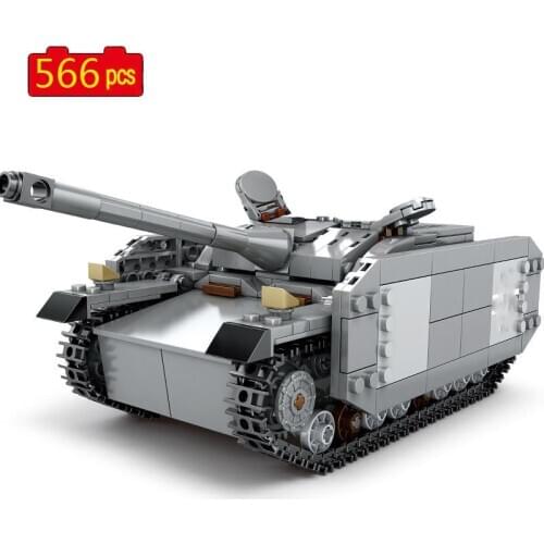 Military Series WWII Jagdpanzer IV.Sd.Kfz. 162 Soldier Weapon DIY Model Building Blocks Bricks Toys Gifts
