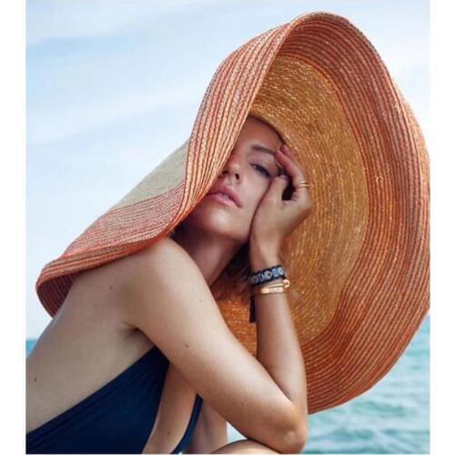01906-HH7268 2019 summer fashion WIND BRIM striped handmade raffia Holiday beach lady sun cap women take photo leisure hat