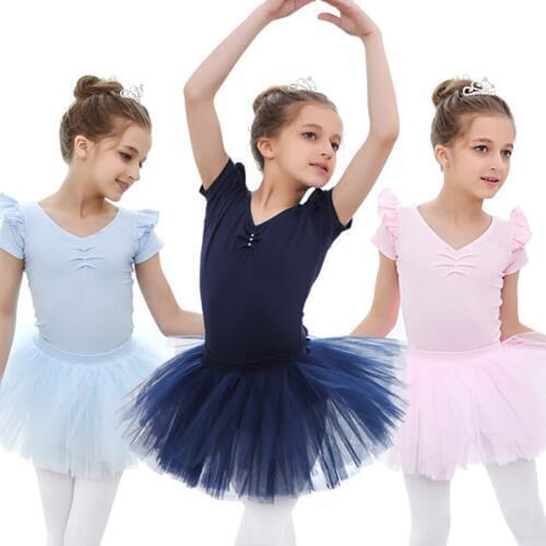 Ballet dress dance tutu Ballerina leotards short sleeve cotton leotard rhinestone pinch front ballet leotard dance tulle tutu