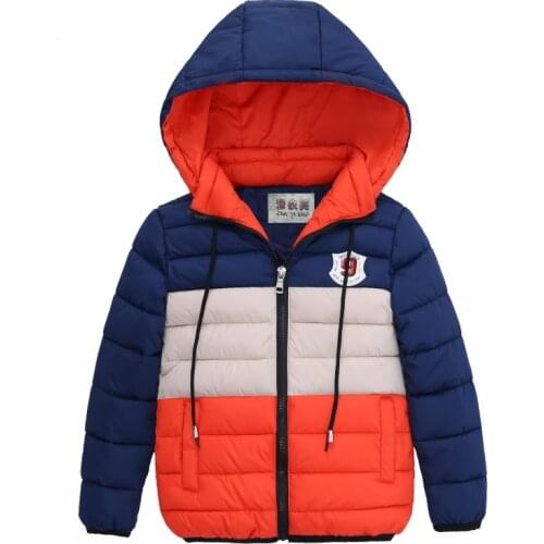 4-8 Years Old Winter Thick Warm Hooded Boys Jacket Fashion Striped Zipper Down Outerwear For Kids Children Birthday Present