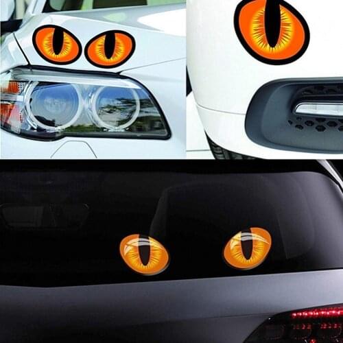 1 Pair Ultra-realistic 3D Cute Cat Eyes Car Stickers Car Rearview Window Decals