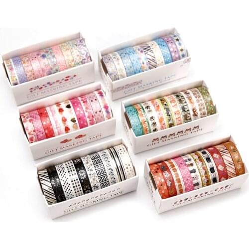 10Rolls/Set DIY Decoration Scrapbooking Masking Tape Gold Stamping Washi Tape Adhesive Tape Sticker Stationery for Jounal Diary