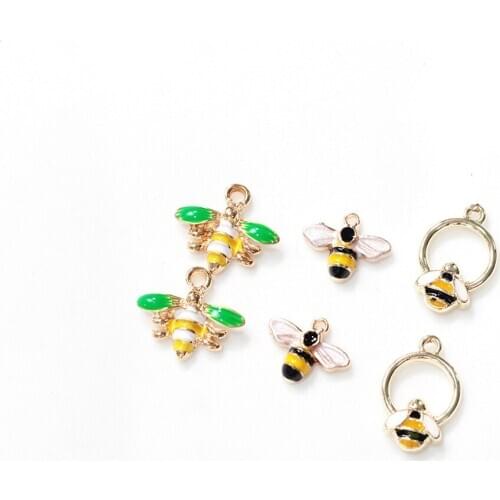 10pcs--15*17mm Enamel bees Charm Metal drip insects bees Charm Pendants For earring necklace diy Jewelry Making