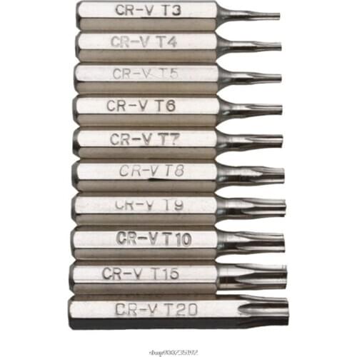 10PCS CR-V Torx Screwdriver Bits Set T3 T4 T5 T6 T7 T8 T9 T10 T15 T20 Mobile Repair Bit Plum Blossoms Repairing Head N14 20