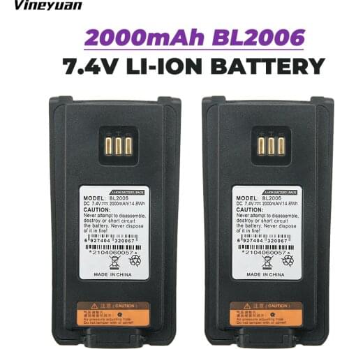 2X BL2006 Replacement Two Way Radio Battery for Hytera PD700 PD780 BL2503 PD705 PD705G PD785 PD785G BL2006 Radio,2000mAh