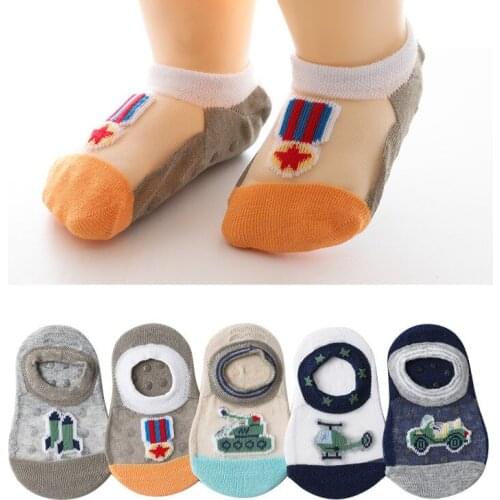 2021 New Arrivals Summer Baby Boys Girls Ultra-thin Cotton Invisible Kids Boat Socks Crystal Sheer ankle Socks Non-slip 0-5 Year
