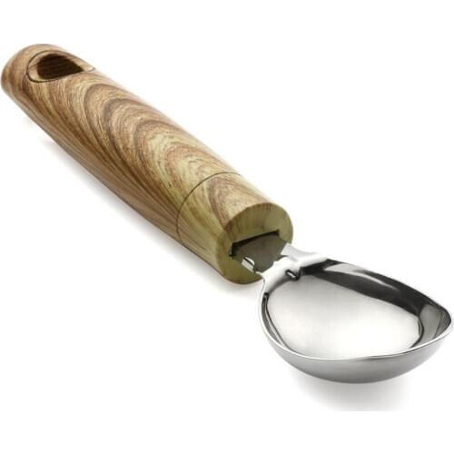 4 Wooden Grain Stainless Steel Ice Cream Scoop Tools for Cupcakes Cookies Baking Kitchen Gift for Men and Women