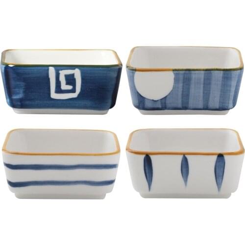 4 Pcs Japanese Style Hand-painted Creative Seasoning Dishes Dip Dishes for Restaurant