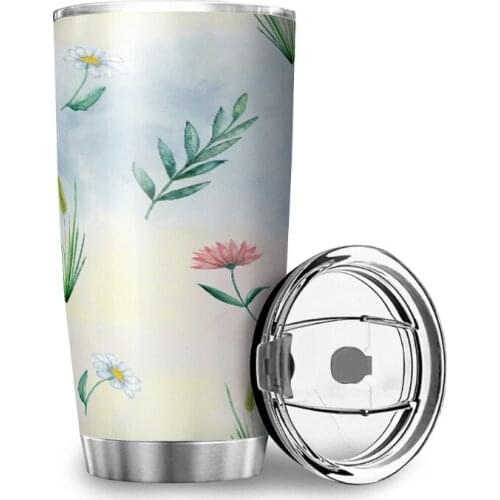 1pc 600ML Stainless Steel Thermal Cup Plant Flowers Water Bottle Double Wall Vacuum Car Cup Customizable Personalized Water Cup