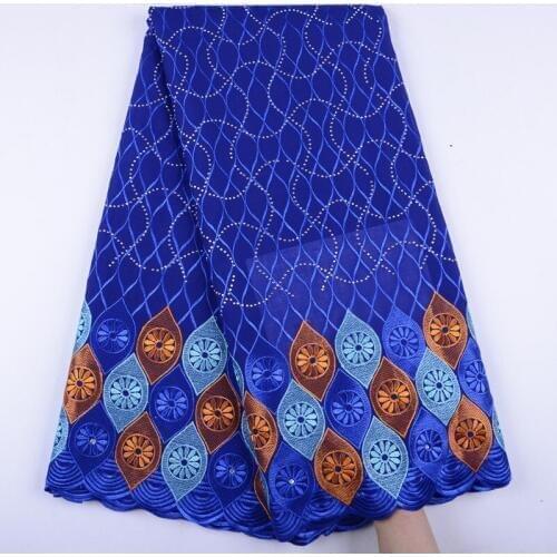 African Dry Lace Fabric Swiss Voile With Stones Swiss Cotton Lace High Quality 2019 Royal Blue Lace Fabrics For Wedding 1472