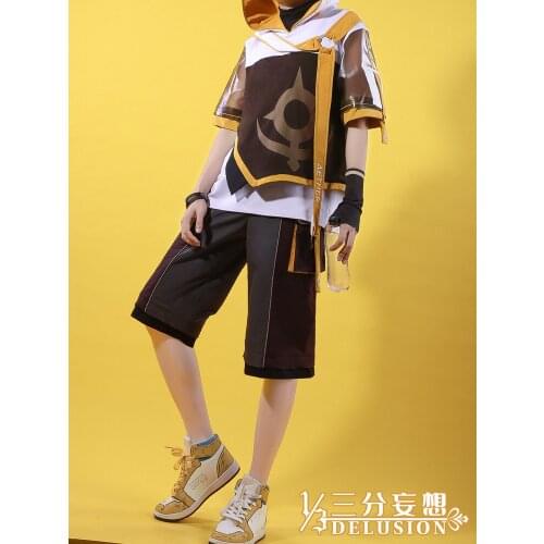 Anime Genshin Impact Traveler Aether Game Suit Daily Casual Dress Fashion Uniform Cosplay Costume Halloween Women Free Shipping