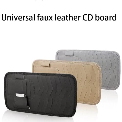 Car CD Disc Storage Bill Imitation Leather Car Sun Visor Multi-Function Storage Bag Glasses Clip Card Bag