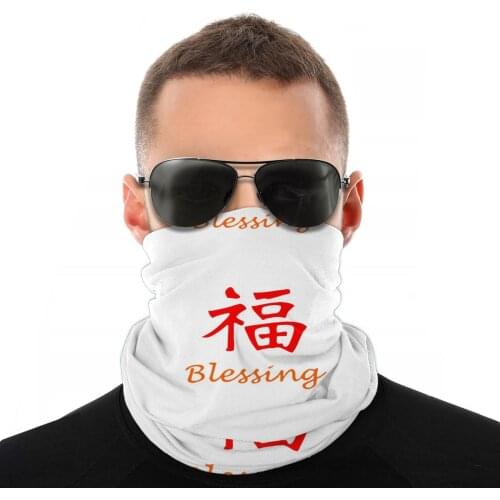 Blessing Chinese Character Scarves Neck Face Mask Unisex Halloween Tube Scarf Neck Bandanas Polyester Headband Cycling Climbing