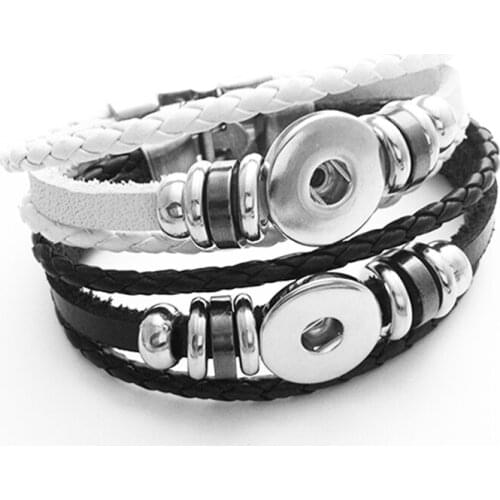 19cm leather snap button jewelry retro Students bracelet (fit 18mm 20mm snap) LE001