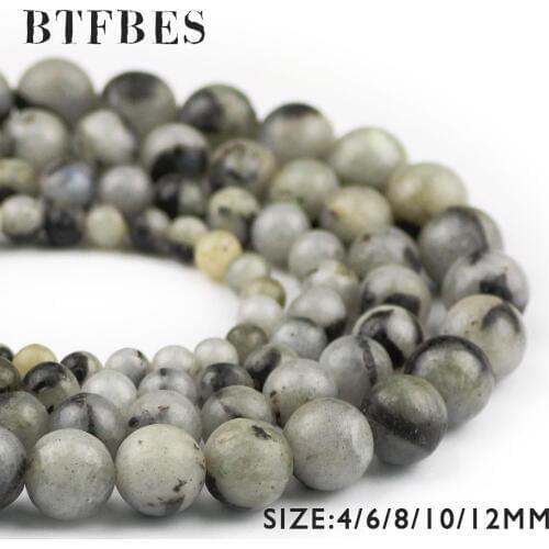 BTFBES Natural Double color Labradorite stone 6 8 10 12mm Round Spectrolite Loose beads For Jewelry bracelet making DIY Necklace