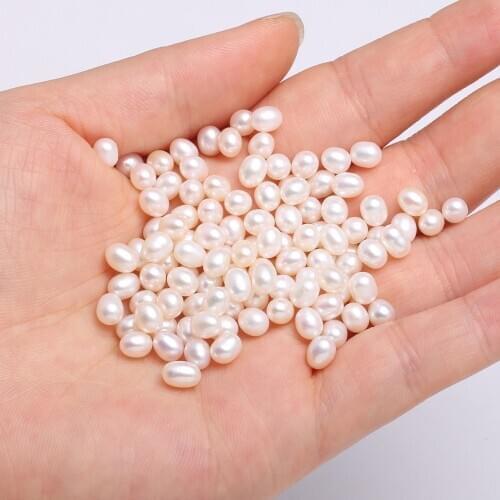 5pcs Rice Shape Natural AA Pearls Half Hole White Pearls Charms for Making DIY Jewelry Necklace Accessories Size 4-5mm