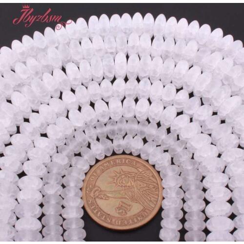 3x6,4x8,5x10mm White Frost Rondelle Cracked Crystal Quartzs Stone Spacer Loose Beads For DIY Jewelry Making 15" Free Shipping