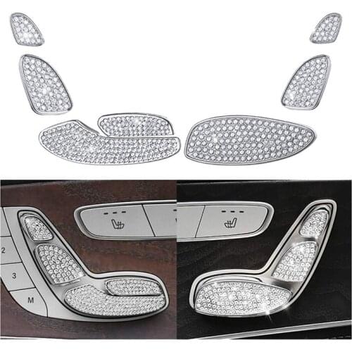 Car Seat Adjustment Button Cover Diamond Interior Decoration for Mercedes Benz W205 X253 C253 C GLC Class