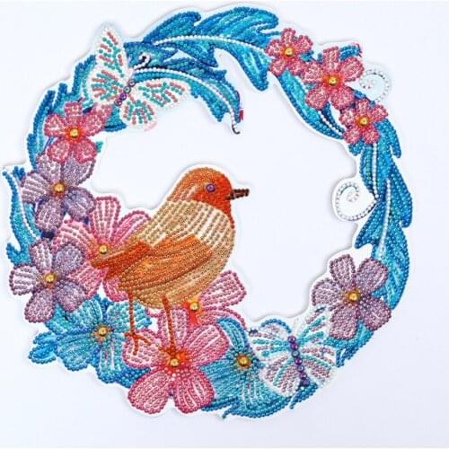 Chingaco Bird Flower 5D Diamond Painting Wreath Garland for Party Festival Room Wall Decoration