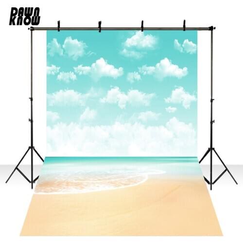 DAWNKNOW Seaside Photography Background White Cloud Photocall Polyester Children Backdrops For Wedding Photo Studio lv1506