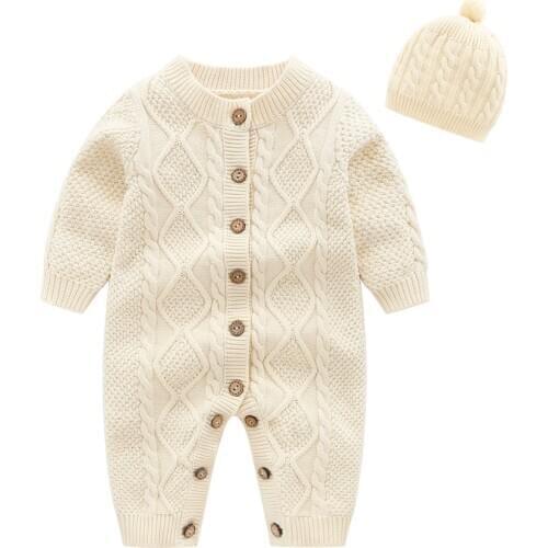Baby Rompers Knitted Autumn Winter Long Sleeve Infant Boys Girls Jumpsuits Playsuits One Piece Childrens Sweaters Outfits 0-24M
