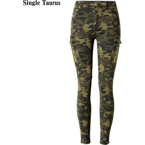 Military Style England Fashion Slim Skinny Jeans Women Camouflage Pockets Vintage Trousers Mujer Push Up Denim Pencil Pants 2021